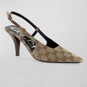 Gucci Tom GG Canvas Slingbacks, 39.5